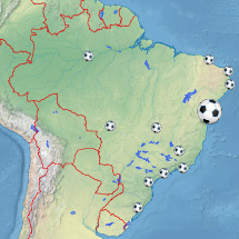 Lage des WM-2014 Spielortes Salvador da Bahia in Brasilien Karte Salvador da Bahia, Brasilien